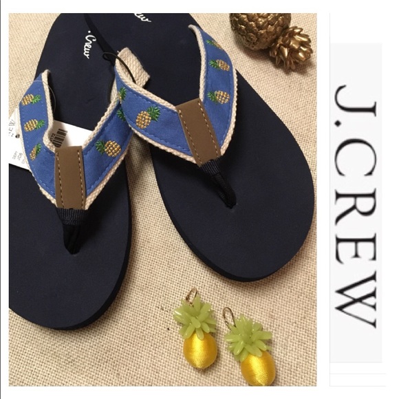 J. Crew Shoes - J. Crew Factory Critter Flip Flops PINEAPPLES NWT